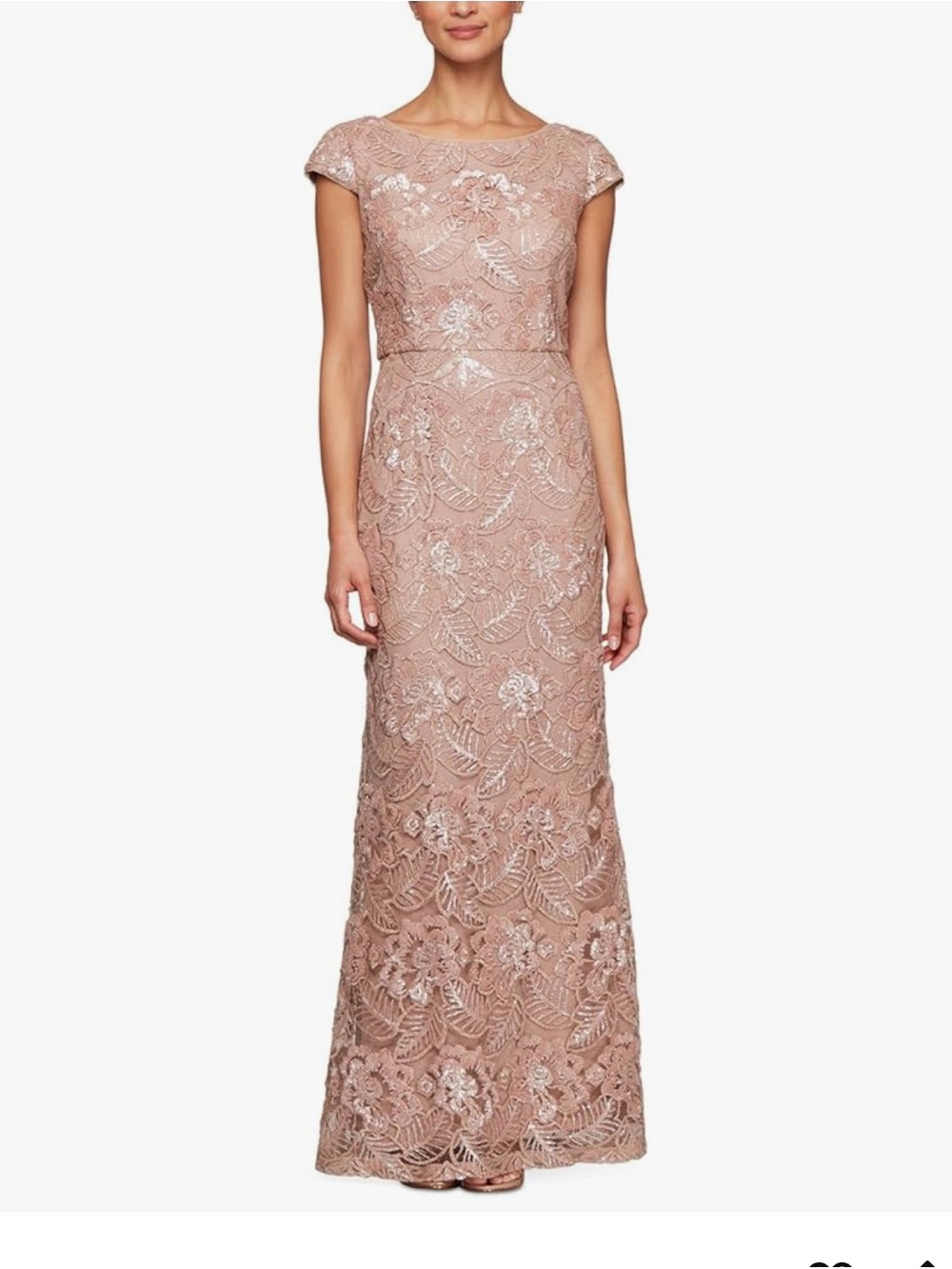 Alex Evenings Rose Gold Sequin A-Line Gown
